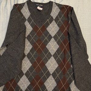 Banana Republic Men's Argyle Sweater - Gray and Brown